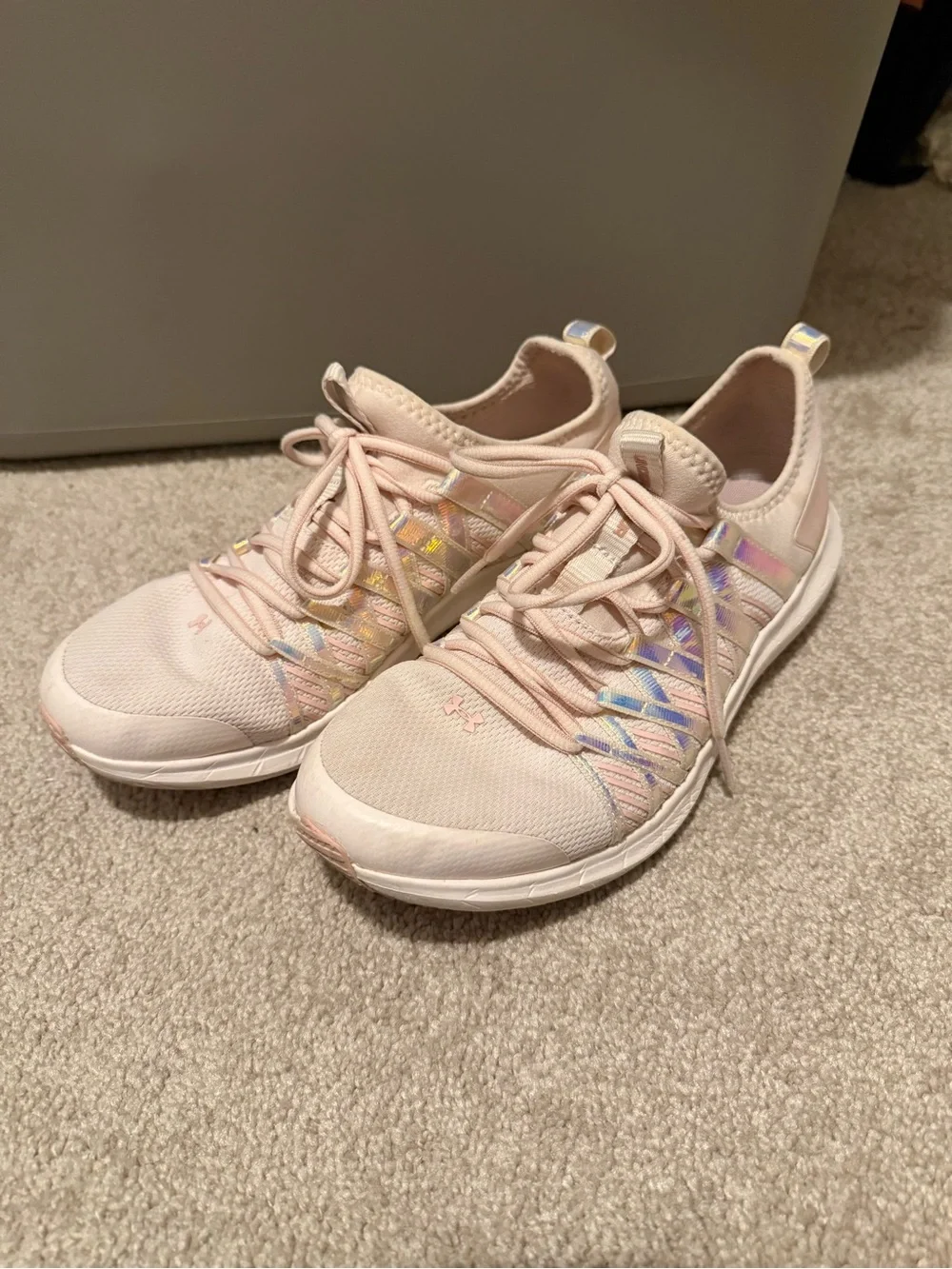 Light Pink Women's Athletic Sneakers with Iridescent Details